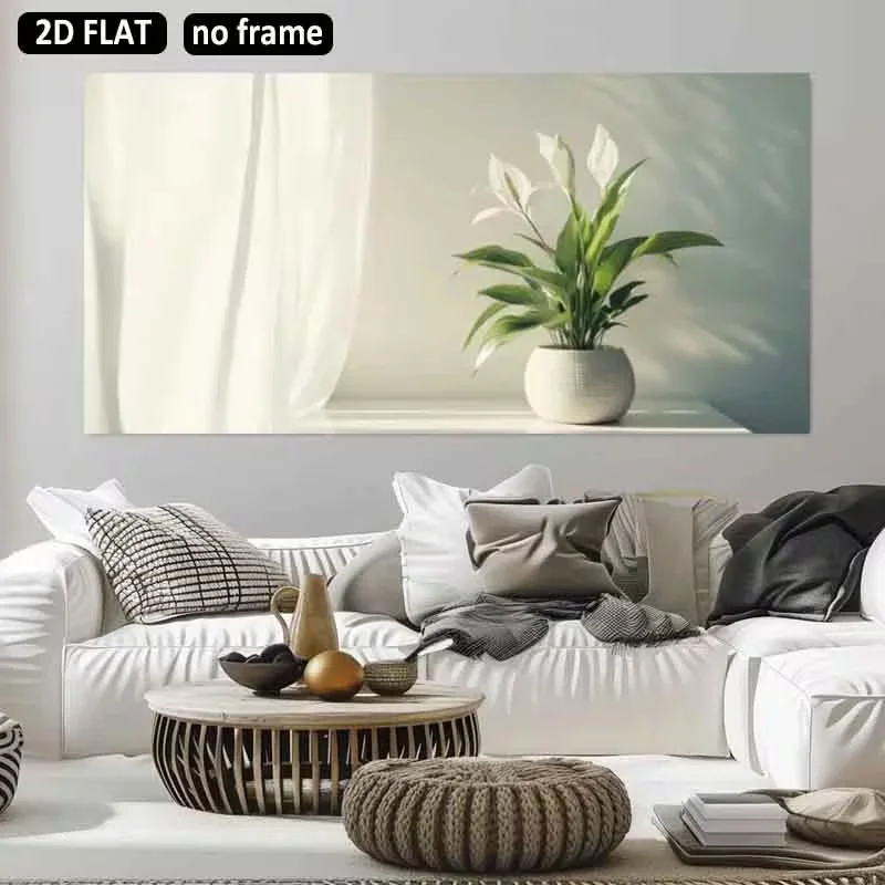 Peace Lily White - 2D Flat, 2D Flat 1pc 31.49X62.99Inch