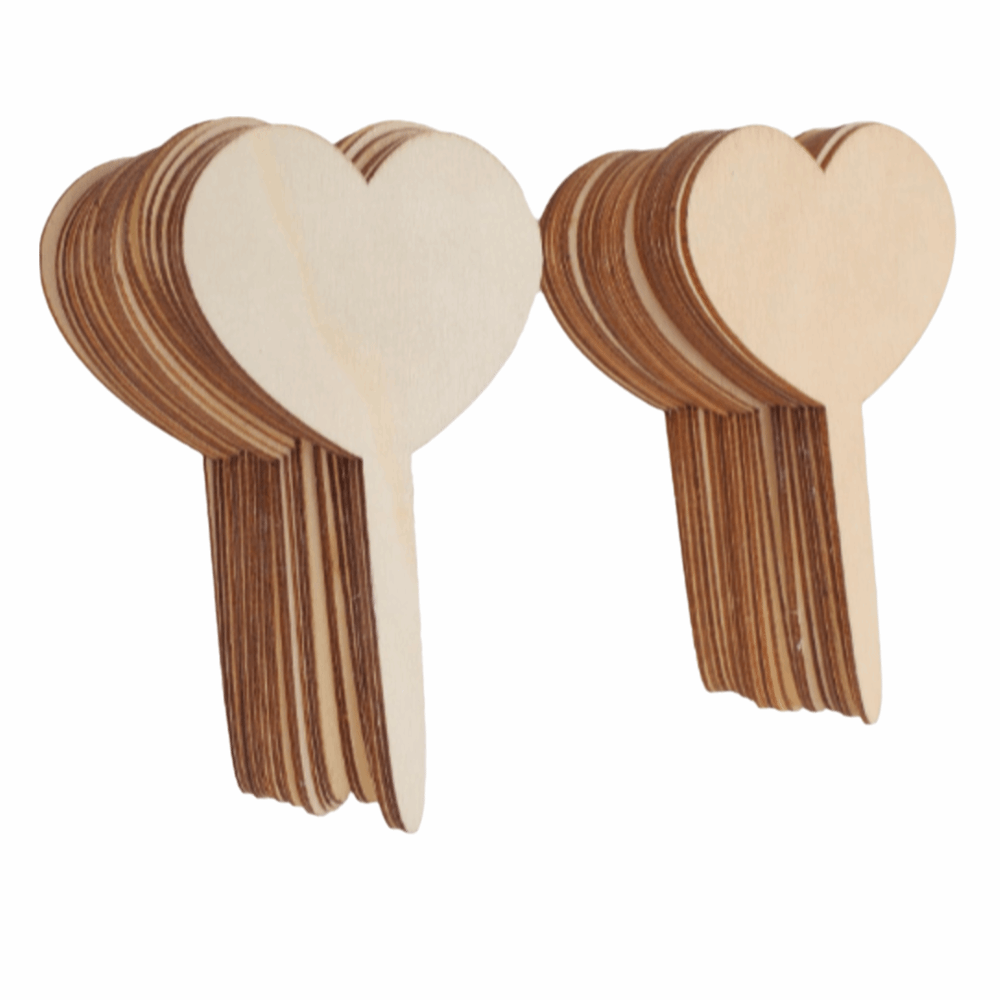Plant-X Plant Identification - 100PCS Heart Wooden Plant Labels 4.72